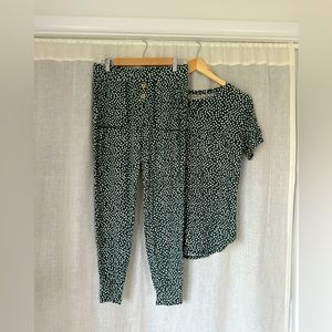 LATES by Kate Luxury green polka dot pajamas